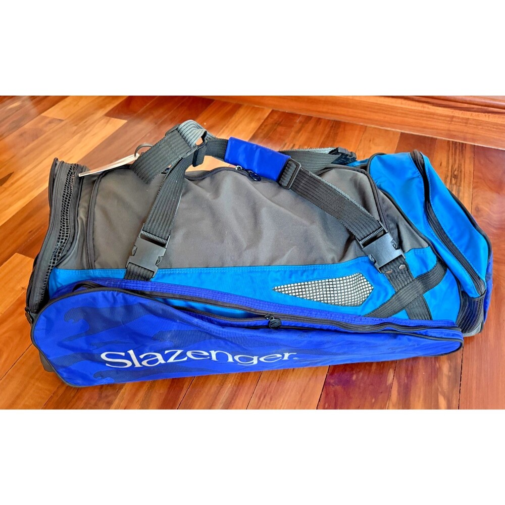 SLAZENGER 75L Gear Bag Tennis Duffle Blue (Aqua + Royal) Racket Bag c 1998